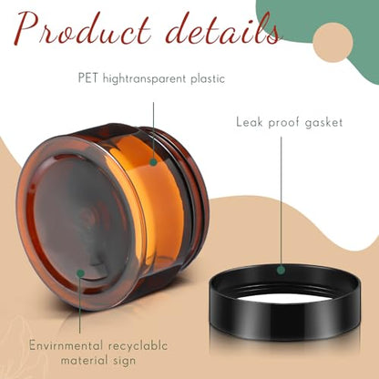 Patelai 4 Pcs Plastic Jars with Lids, Amber, 1 oz, Wide Mouth - color: Amber, size: 1 oz