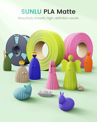 SUNLU Matte PLA Filament 1.75mm, 250g Spool, 8 Rolls Multicolor Bundle - color: C-mattepla-8x250g-bonewhite+red+yellow+olivegreen+blue+orange+purple+pink