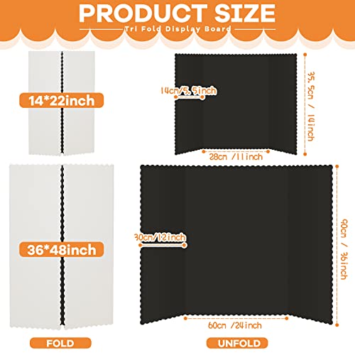 Henoyso 8 Pcs 14 x 22 Inch Black Tri Fold Poster Board Bulk for Display - color: Black, size: 14 x 22 Inch