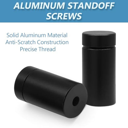 Luomorgo Aluminum Standoff Screws, 1/2" x 3/4", Black, 12 Pcs - color: Black, size: 1/2" x 3/4"