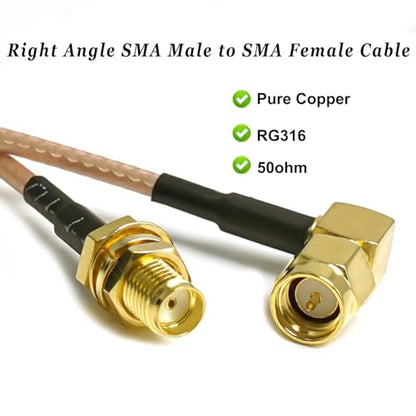 2PCS SMA Pigtail Cable, Right Angle SMA Male to SMA Female RG316 Antenna Jumper, Low Loss 6Inch(15cm) SMA Extension Coaxial Cable for Ham Radio,Router, FPV Drone