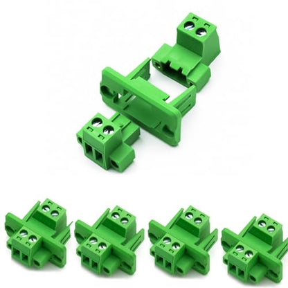 5 Set 2 Pin 5.08mm Pitch Screw Terminal Panel Mount, Through-Wall Phoenix Connectors-24-12 AWG,300V 15A - size: 2P-5Set