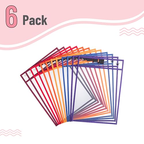 Mr. Pen- Reusable Dry Erase Pocket Sleeves, 10" x 14", 12 Pack, Colorful - color: Sunset, size: 12 Pack