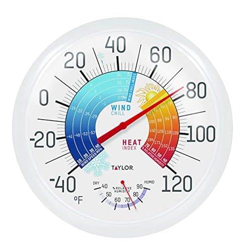 Taylor 13.25 Inch in/Out Thermometer Hygrometer with Wind Chill/Heat Index - color: Multi Color, size: 13.25 Inch