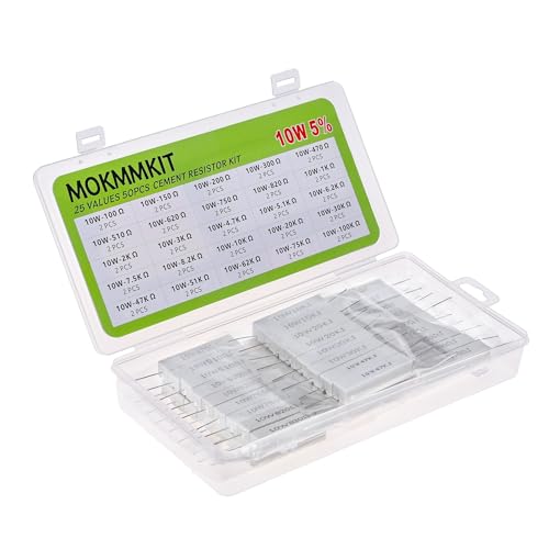 25 Values 10W Ceramic Cement Resistor Kit 100 Ohm - 100K Ohm - size: 100Ω-100K Ω 50PCS