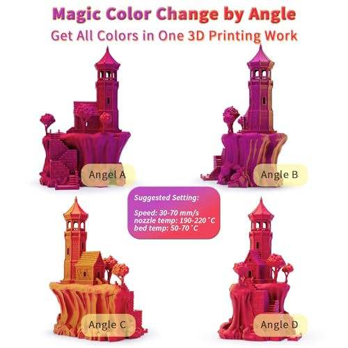 ZIRO PLA Filament 1.75mm, Color Change by Angle, 1KG Afterglow (Matte) - color: Afterglow(matte)