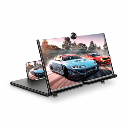for 12" Mobile Phone Screen Magnifier 3D HD Projector Screen for Movies, Videos, Foldable Stand with Screen Amplifier, Supports All Smartphones,12 inches - size: 12 Inch