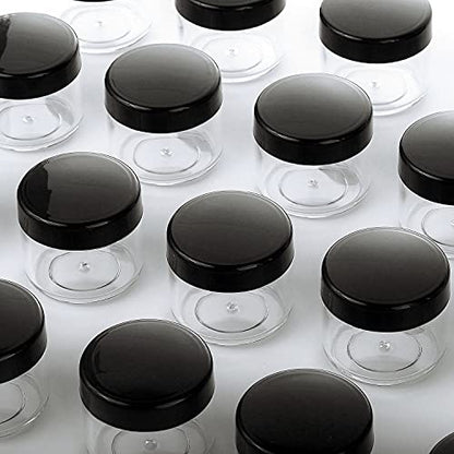 100 Count Refillable Cosmetic Containers with Lids 20 Grams Black Makeup Sample Jars for Beauty Products - Black - color: Black, size: 20g (100 Count)