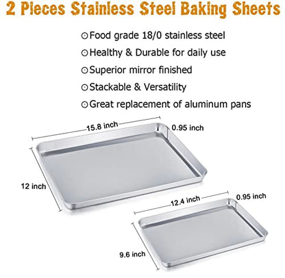 TeamFar Baking Sheet Pan, Cookie Sheet Set of 2, 16" & 12.4" - size: 16" & 12.4"