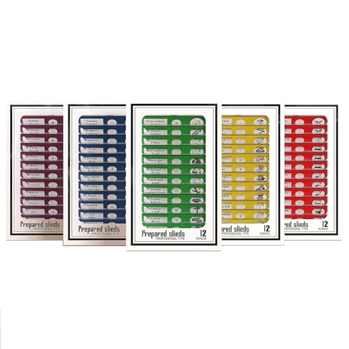 60pcs Prepared Microscope Slides for Kids, Microscope Specimen Slides with Plants Insects for Biology and Science Study, Microscope Accessories Slides Set for Kids - size: 60pcs