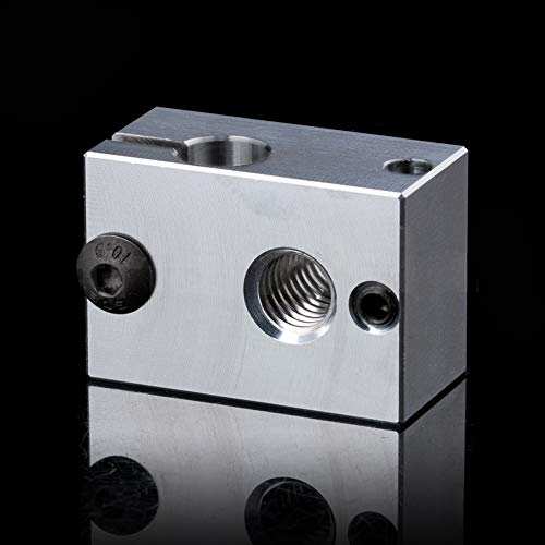 2pcs 3D Printer M6 Aluminum Heater Block Compatible with M3 Thermocouple PT100 Cartridge Sensor V6 Hotend Titan Aero Water Cooled Aqua Chimera Extruder (Aluminum)