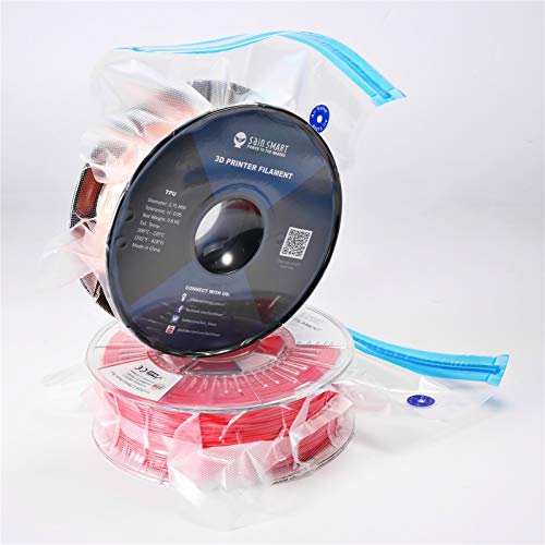 eVacuum 3D Printer Filament Storage Kit Filament Vacuum Bags Vacuum Compression Storage Bags, Prevent and Monitor Moisture - 10 Bags with 15 Desiccants, 15 Humidity Indicator Cards and 1 Hand Pump