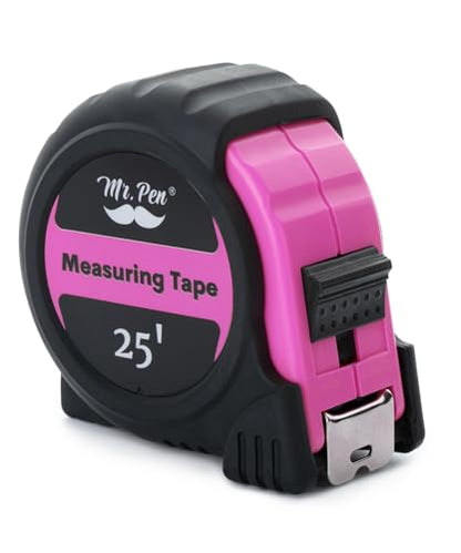 Mr. Pen- Retractable Tape Measure 25 ft, Pink, Easy Read - color: Pink, size: 1 pcs