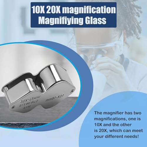 Rongon 10X & 20X Pocket Jewelers Loupe Foldable Magnifier with Light - color: Silver