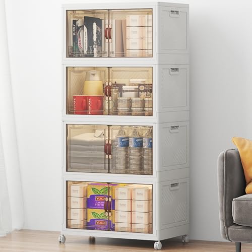 UAMFURI Stackable Storage Bins with Lids, 192QT Lockable Storage Cabinet - color: White, size: Medium