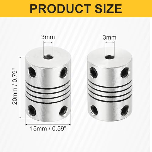 uxcell 4Pcs Flexible Couplings 3mm to 3mm Aluminum Alloy Joint Connector - size: 3mm to 3mm, style: D15 x L20mm