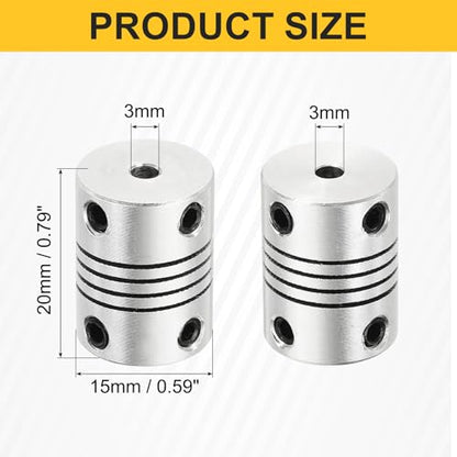uxcell 4Pcs Flexible Couplings 3mm to 3mm Aluminum Alloy Joint Connector - size: 3mm to 3mm, style: D15 x L20mm