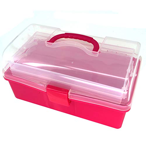 Utoolmart Tool Box, ABS Tool Box with Tray and Organizers Includes Removable Layers 8.9 x 5.1x 4.5 inches Red 1 Pcs - size: Red