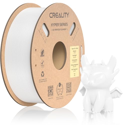 Official CREALITY Hyper PLA Filament 1.75mm, High Speed PLA 30-600mm/s 3D Printer Filament, Dimensional Accuracy +/-0.02mm, Fit Most FDM 3D Printers，1KG(2.2lbs) Spool White - color: White