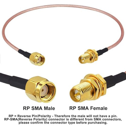 2-Pack RPSMA Coax Cable RG316 RP-SMA Male to RP-SMA Female Bulkhead Mount Coaxial Cable 12inch 30cm WiFi Antenna Extension Jumper Pigtail for WiFi Router Security IP Camera