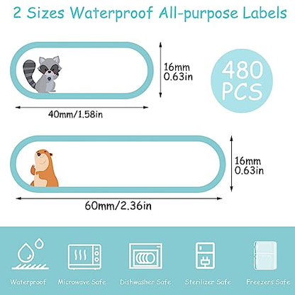 480 Baby Bottle Labels for Daycare, Waterproof Self-Laminating - style: Cute Animal Style