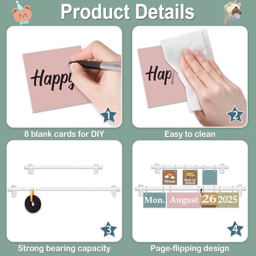 96 Cards Classroom Bulletin Board Decorations Set for Teachers,Flip Calendar with Holder for Classroom,Adjustable Calendar,Preschool Elementary Home Decor Supplies（Modern Fun Ultimate Boho） - style: Modern Fun Ultimate Boho