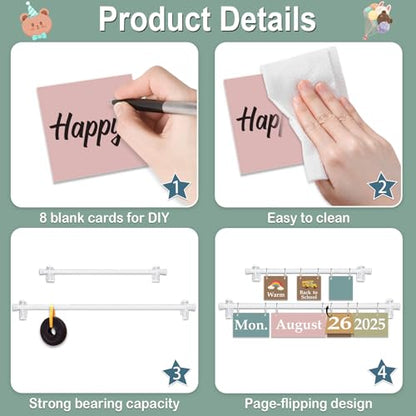 96 Cards Classroom Bulletin Board Decorations Set for Teachers,Flip Calendar with Holder for Classroom,Adjustable Calendar,Preschool Elementary Home Decor Supplies（Modern Fun Ultimate Boho） - style: Modern Fun Ultimate Boho