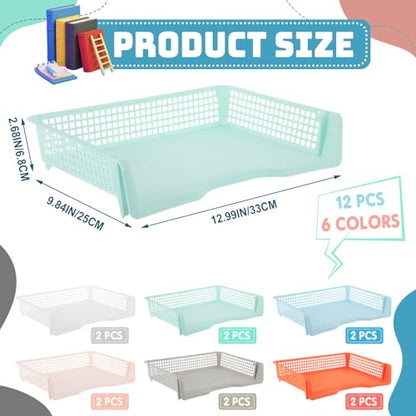 Teenyyou Set of 12 Colorful Classroom Turn in Trays Stackable, Boho - color: Boho