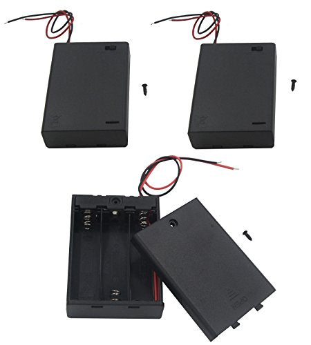 3Pcs 3 AA Battery Holder with Switch, 4.5V Battery Holder with Switch, 3X 1.5V AA Battery Holder Case with Wire Leads and ON/Off Switch(3 Pack)