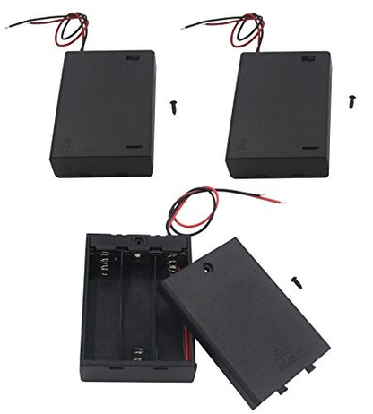 3Pcs 3 AA Battery Holder with Switch, 4.5V Battery Holder with Switch, 3X 1.5V AA Battery Holder Case with Wire Leads and ON/Off Switch(3 Pack)
