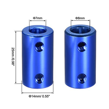 uxcell 2pcs 7mm to 8mm Bore Rigid Coupling Set Screw L25XD14 Dark Blue - size: 7mm to 8mm