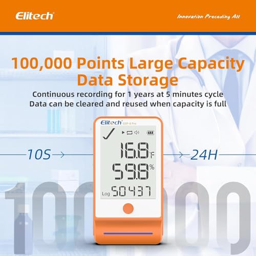 Elitech GSP-6 Dual Probe Bluetooth Temperature Humidity Data Logger - color: Temperature and Humidity Probes, size: GSP-6 Bluetooth Series