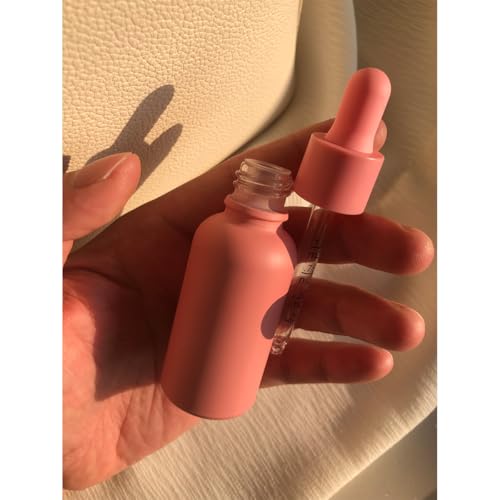 6PK 1oz Pink Coated Glass Dropper Bottles (30ML) with Glass Eye Droppers - color: Pink 6pack