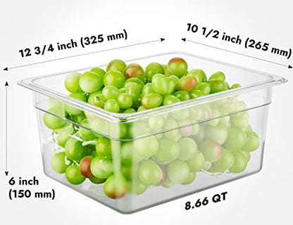 CURTA 6-Pack 1/2 Size 6" Deep NSF Polycarbonate Food Pans | Dishwasher & Freezer Safe Clear Container for Prep Tables, Buffet, Salad Bar, Commercial & Home Kitchen - color: 1/2 Size, size: 6" Deep