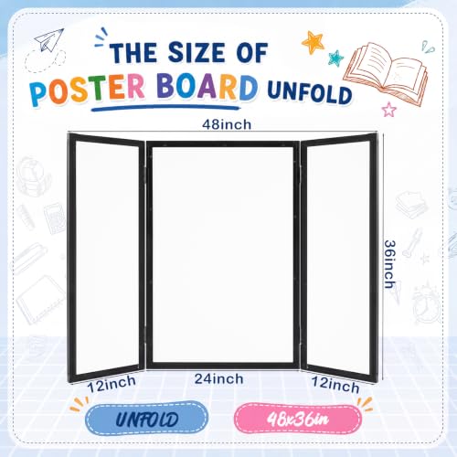 48 x 36 Trifold 3-Panel Display Board with Blue Felt Board and Storage Bag - color: White-blue, size: 48 x 36inch