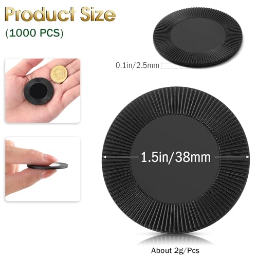 Leitee 1000 Pcs Plastic Poker Chips, 38 mm Interlocking Game Tokens, Black - color: Black