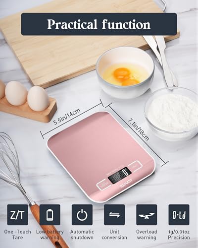 Food Scale, Digital Kitchen Scale with Grams & Ounces Units, 11lb - color: Pink