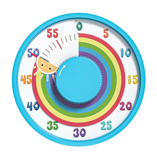 Secura 60-Minute Rainbow Visual Timer 6-Inch Mechanical Countdown Timers for Teaching, Meeting, Cooking, Working - Timer for Kids with Magnetic Backing (Blue) - color: Rainbow & Sun Blue