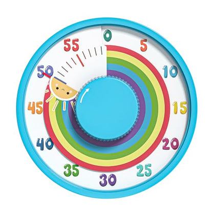 Secura 60-Minute Rainbow Visual Timer 6-Inch Mechanical Countdown Timers for Teaching, Meeting, Cooking, Working - Timer for Kids with Magnetic Backing (Blue) - color: Rainbow & Sun Blue