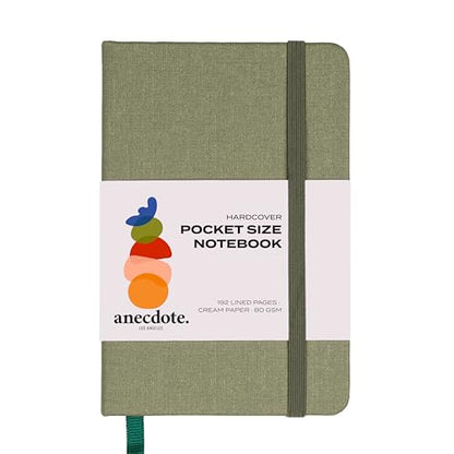 Anecdote Journal Notebook (5.5"x3.5" Pocket Size) 192 Lined Pages Hardcover - color: Olive Green, size: 5.5" x 3.5"