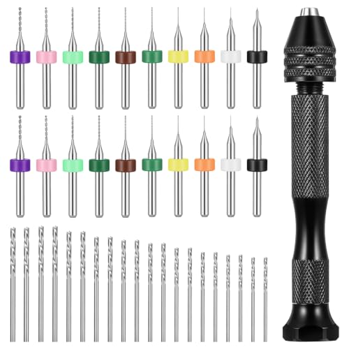 41PCS Pin Vise Hand Drill 20 Pcs Micro Twist Hand Drill Bit Set