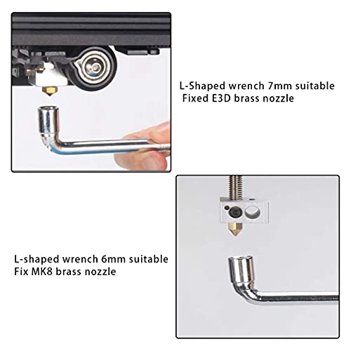 6mm 7mm L-Shaped Hexagonal Wrench Tool for Fixed Mk8 Ender 3 Brass Nozzle Included Copper Wire Toothbrush 3D Printer Accessories