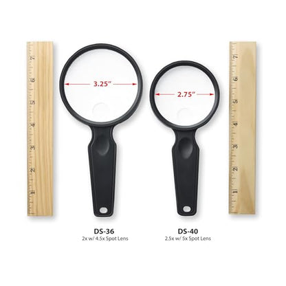2.5X Handheld Magnifying Glass, with 5X Spot Lens - size: 2.5x
