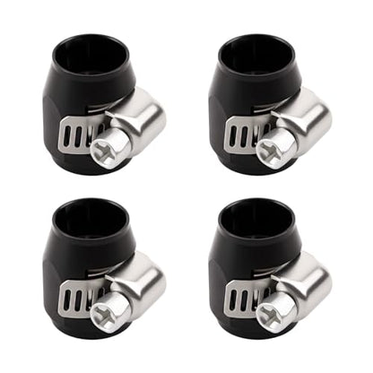 Aluminum Hose End Finisher Clamp, Universal Fit, Red Chrome Finish, 4pcs Set for Stainless Steel and Rubber Hoses, Model (Black, 4AN) - color: Black, size: 4AN