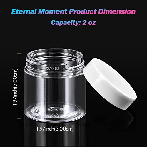 Eternal Moment 36 Pack 2 OZ Plastic Jars Clear Cosmetic Container with Lids - color: White Lid, size: 2 Ounce