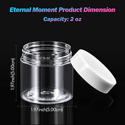 Eternal Moment 36 Pack 2 OZ Plastic Jars Clear Cosmetic Container with Lids - color: White Lid, size: 2 Ounce