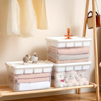 Citylife 32QT Plastic Craft Storage Box Buildable Lid Removable Tray - size: 1 Pack-32 QT