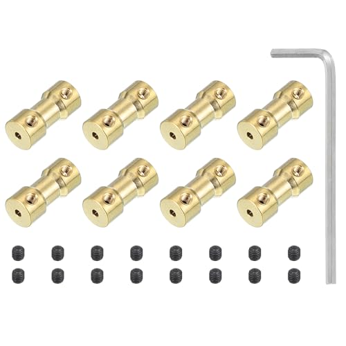 PATIKIL Brass Shaft Coupling Joint 2mm to 3mm, 8 Pcs Motor Shaft Coupler Extension Connector Rigid Sleeve Adapter Transmission Joint with Screws for RC Car Tires Shaft Motor - size: 2mm to 3mm