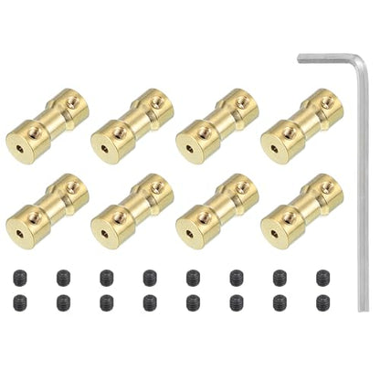 PATIKIL Brass Shaft Coupling Joint 2mm to 3mm, 8 Pcs Motor Shaft Coupler Extension Connector Rigid Sleeve Adapter Transmission Joint with Screws for RC Car Tires Shaft Motor - size: 2mm to 3mm