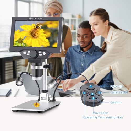 Koolertron 7 Inch LCD Digital Microscope 12MP 1080P with 32G TF Card - size: 7 inch (LCD and 32GB TF Card and Remote Control)